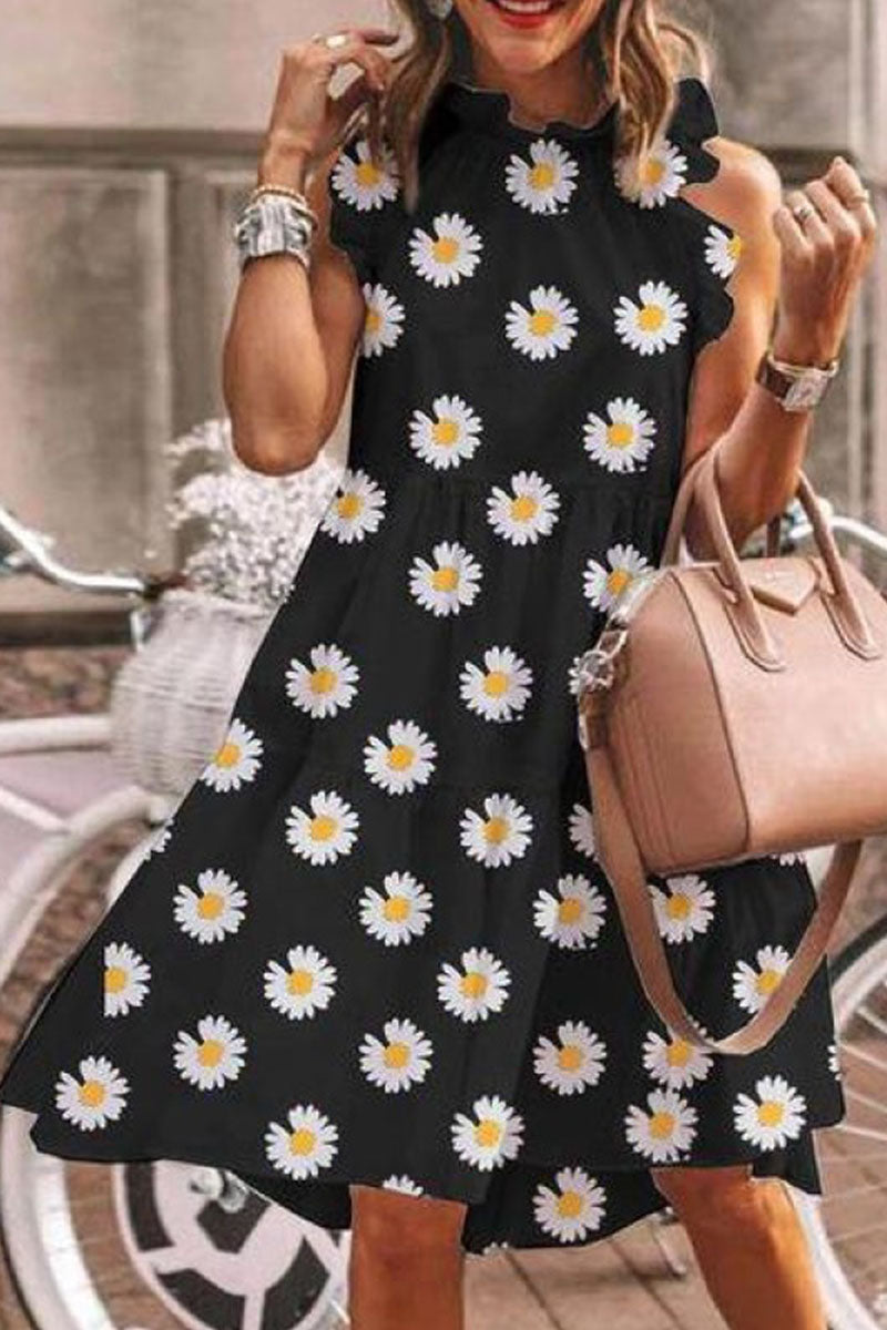 Kaynafashions - Fashion Street Print Patchwork O Neck A Line Dresses(5 Colors)