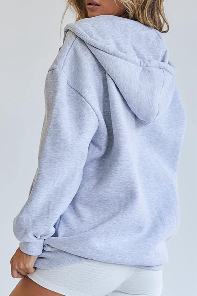 Kaynafashions - Casual Sportswear Solid Pocket Hooded Collar Outerwear