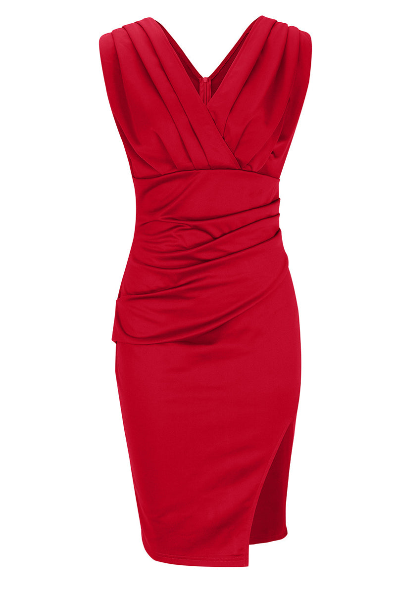 Kaynafashions - Celebrities Elegant Solid Slit Fold V Neck Evening Dress Dresses(4 Colors)