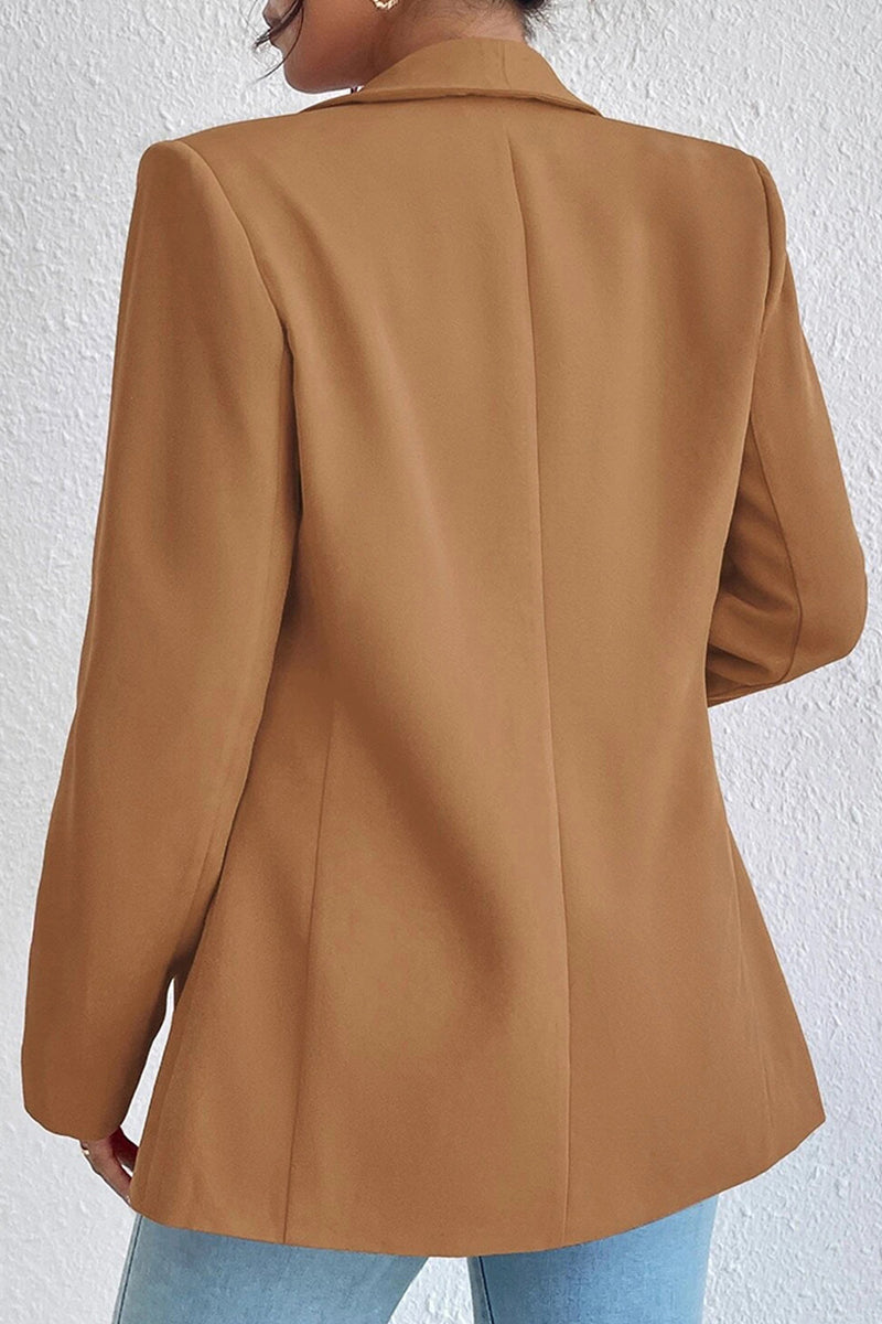 Kaynafashions - Work Solid Pocket Turn-back Collar Outerwear