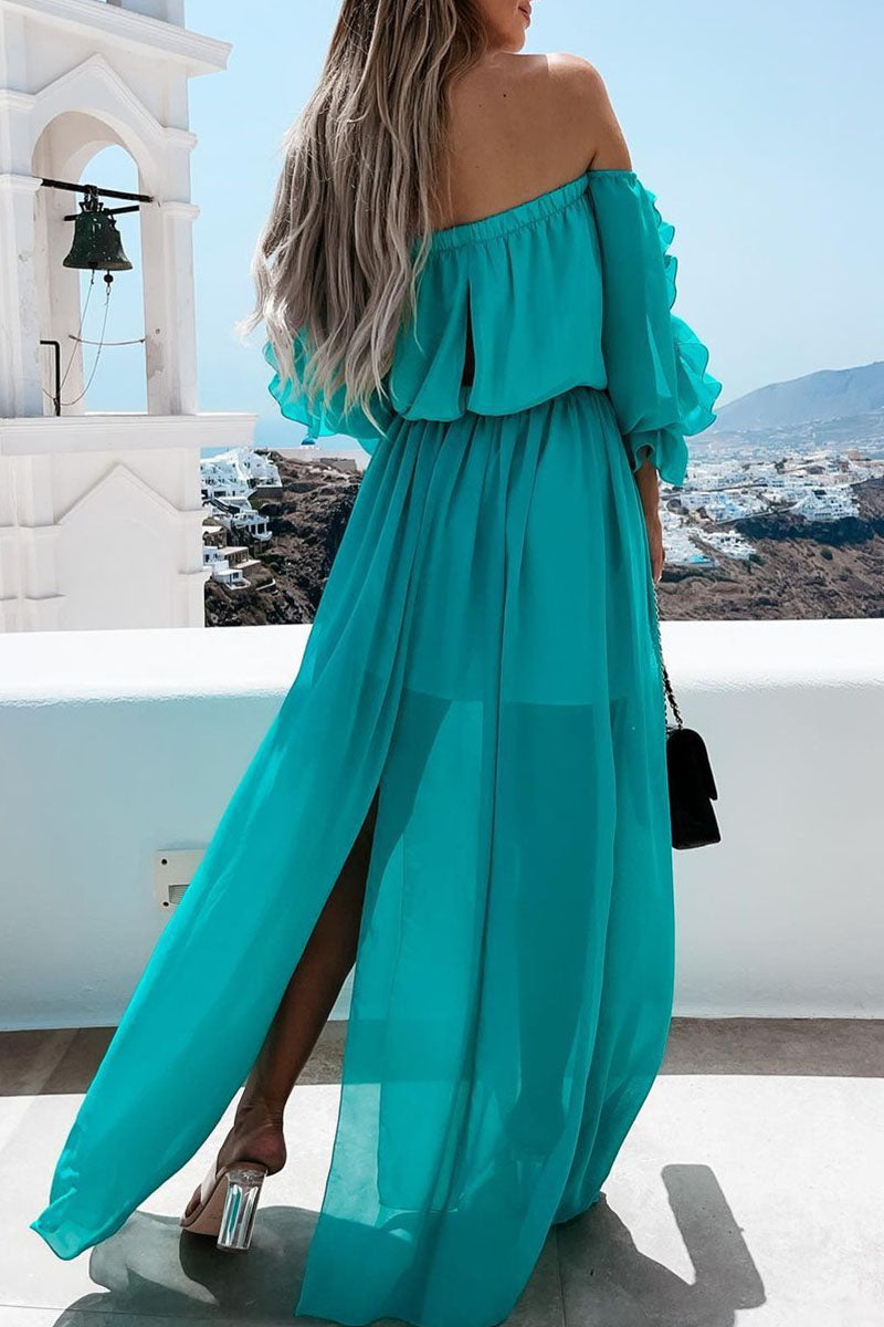Kaynafashions - Fashion Elegant Solid Patchwork Off the Shoulder Irregular Dresses