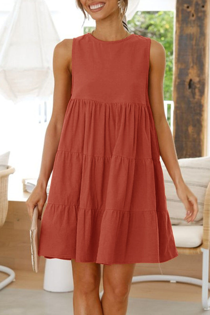Kaynafashions - Fashion Casual Solid Patchwork O Neck Princess Dresses(6 Colors)