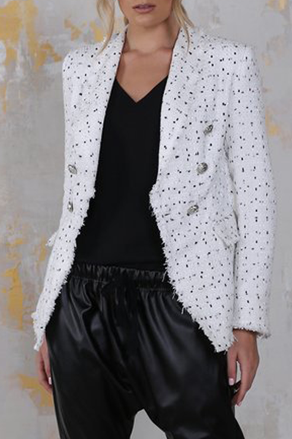 Kaynafashions - Casual Plaid Patchwork Buckle Turndown Collar Outerwear(4 colors)