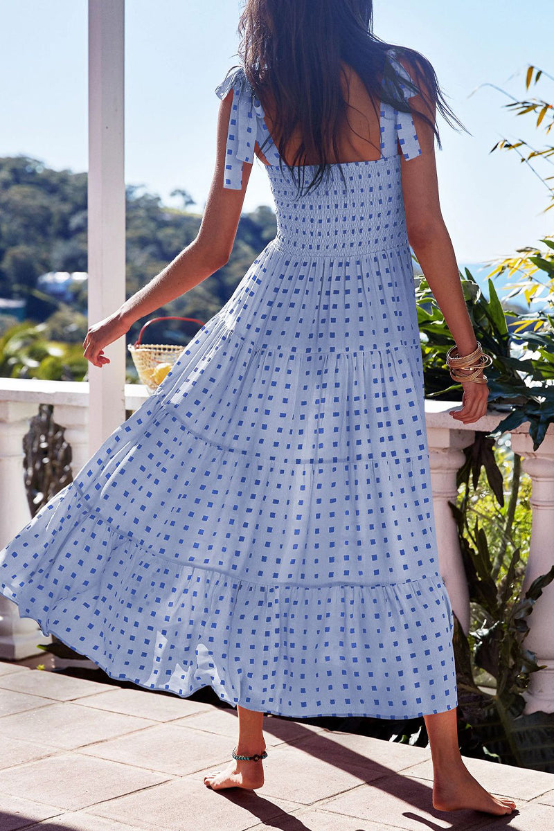 Kaynafashions - Fashion Street Dot Patchwork Spaghetti Strap Printed Dresses(22 Colors)