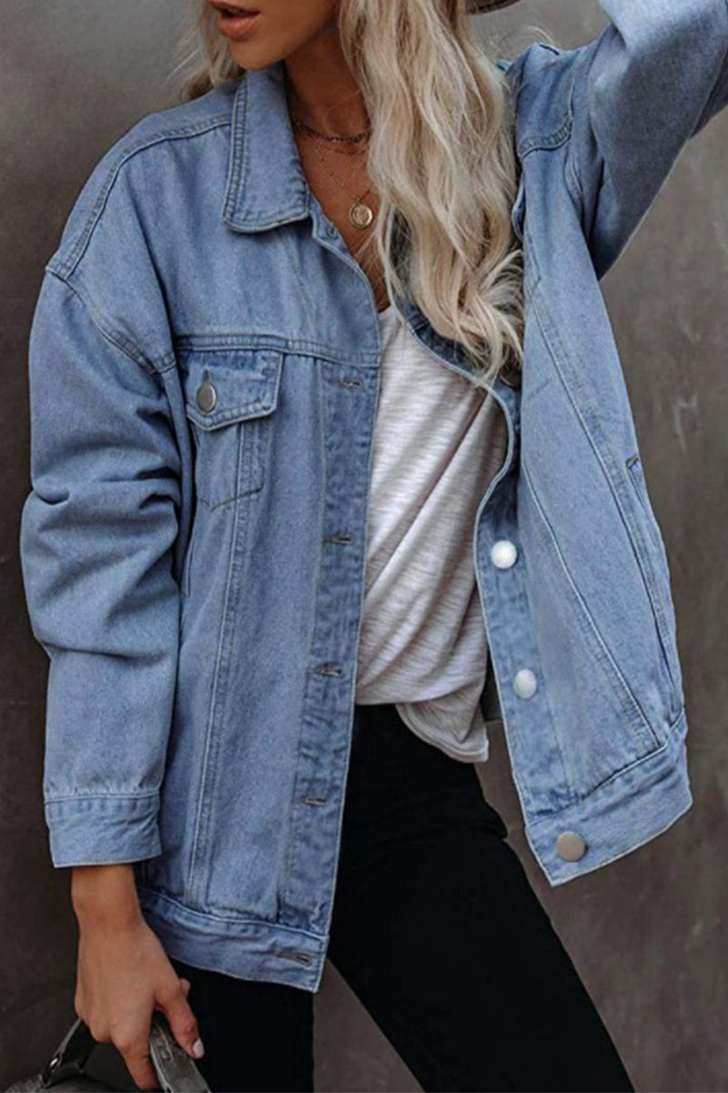 Kaynafashions - Casual Street Solid Patchwork Turndown Collar Outerwear