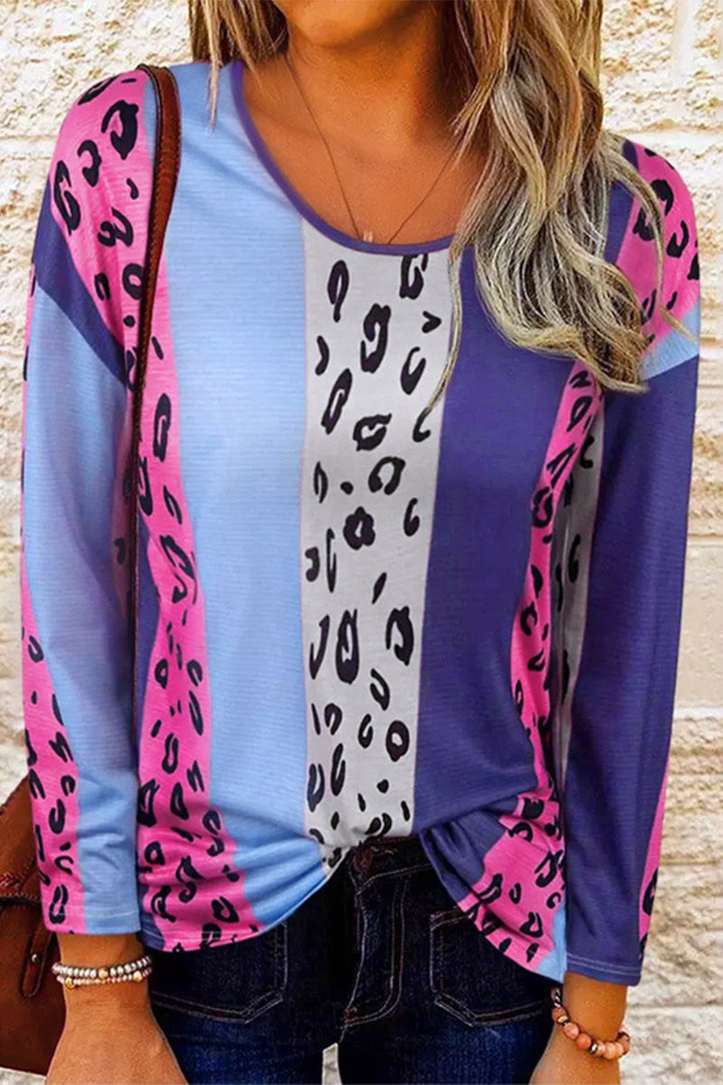 Kaynafashions - Casual Striped Contrast O Neck Plus Size Tops