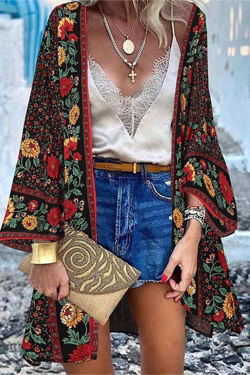 Kaynafashions - College Print Patchwork Cardigan Collar Outerwear