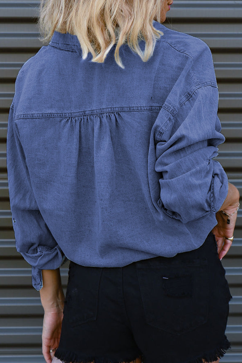 Kaynafashions - Fashion Solid Shirt Collar Outerwear