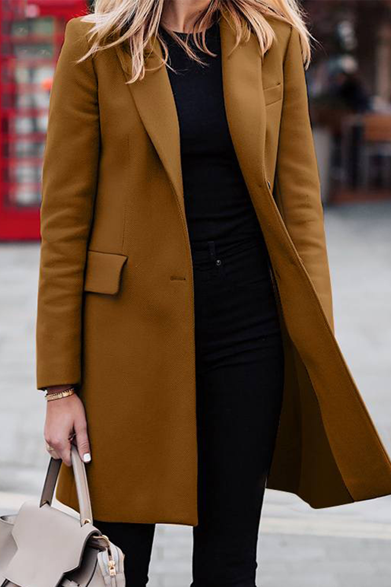 Kaynafashions - Fashion Solid Patchwork Turndown Collar Outerwear(3 colors)