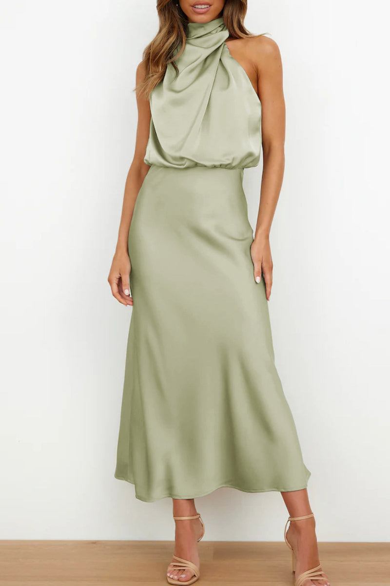 Kaynafashions - Celebrities Simplicity Solid Zipper Half A Turtleneck A Line Dresses(6 Colors)