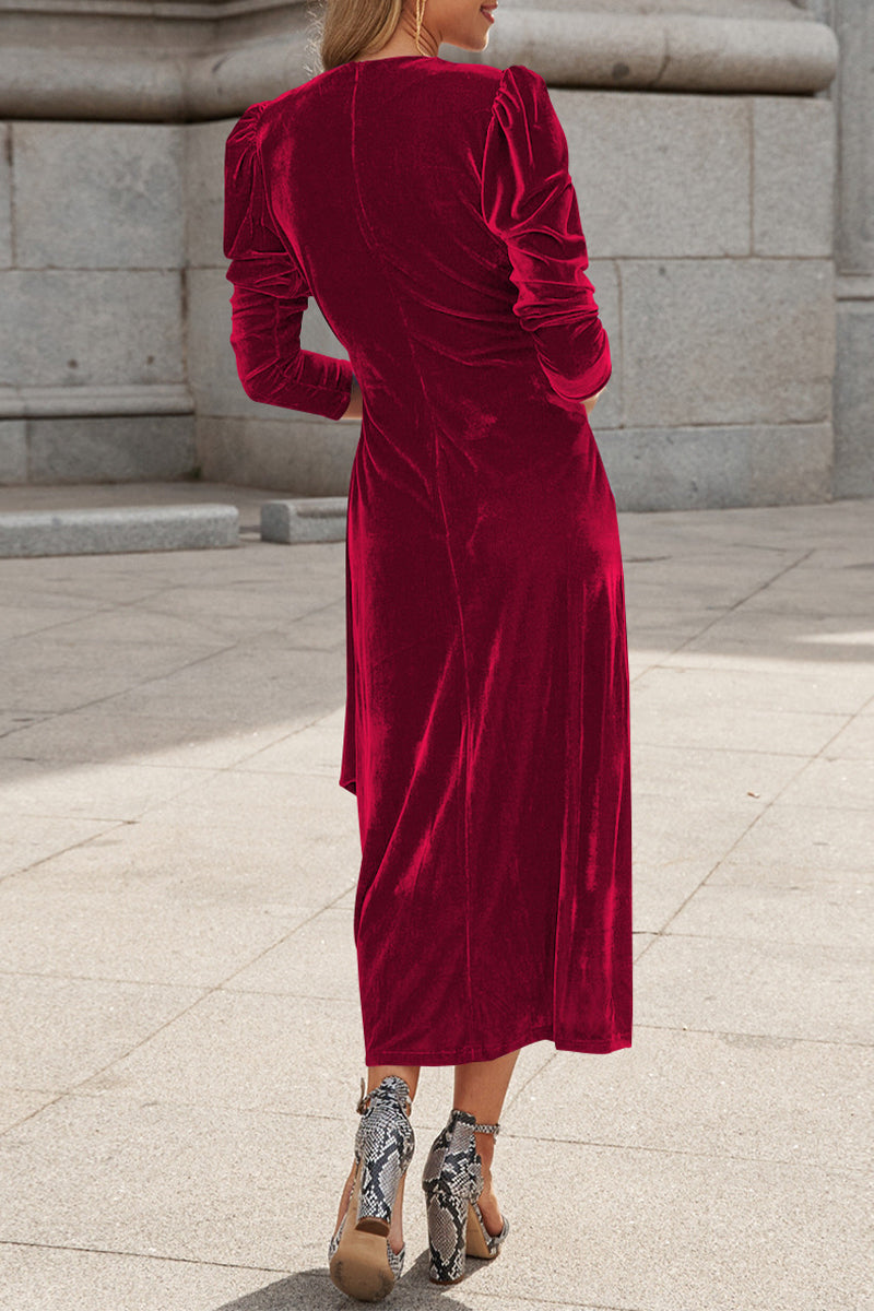 Kaynafashions - Celebrities Elegant Solid Strap Design V Neck Princess Dresses