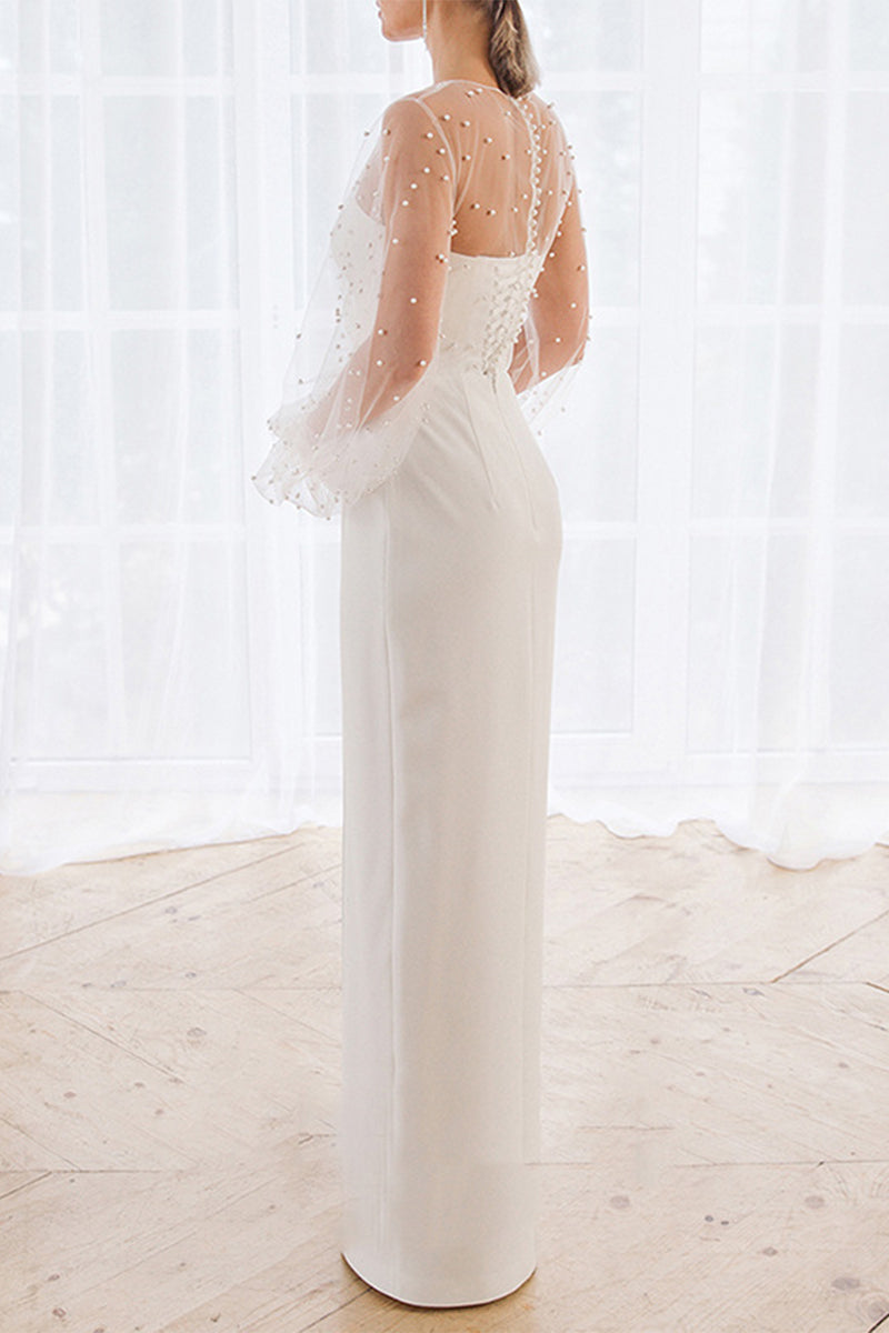 Kaynafashions - Elegant Formal Solid Lace O Neck Evening Dress Dresses