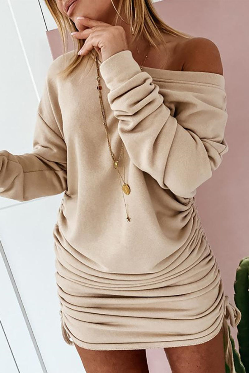 Kaynafashions - Street Solid Patchwork Frenulum O Neck Pencil Skirt Dresses(6 Colors)