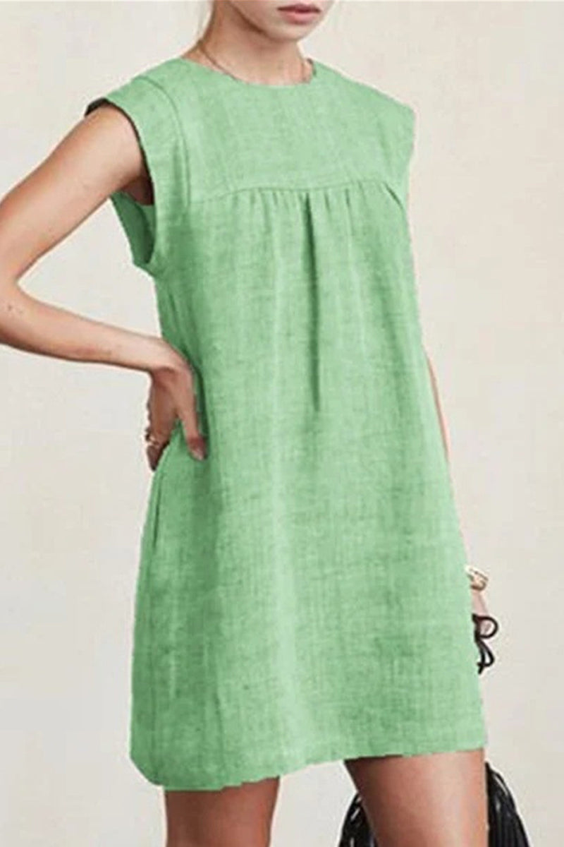 Kaynafashions - Casual Solid Solid Color O Neck A Line Dresses(4 Colors)