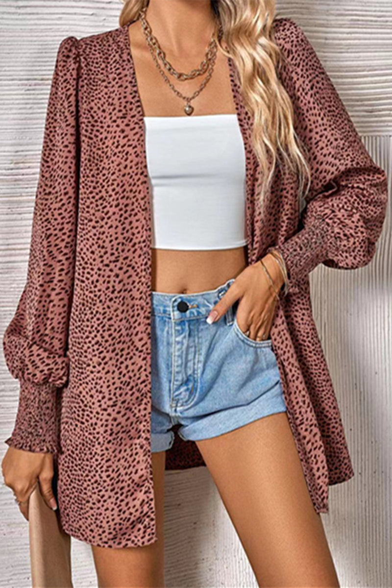 Kaynafashions - Street Leopard Cardigan Collar Tops(3 Colors)