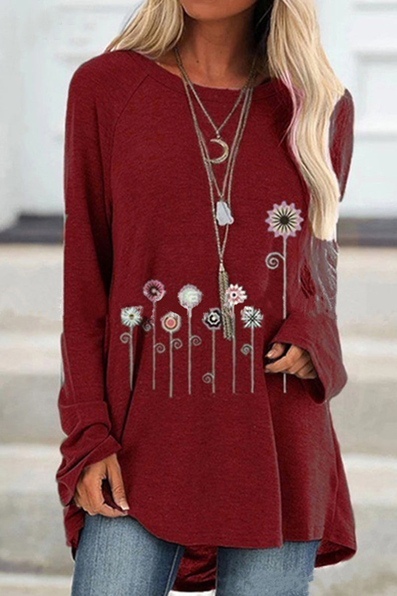 Kaynafashions - Casual Print Printing O Neck T-Shirts