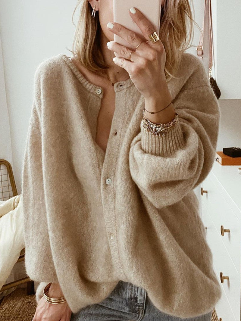 Kaynafashions - Fashion Solid Cardigan Cardigan Collar Outerwear