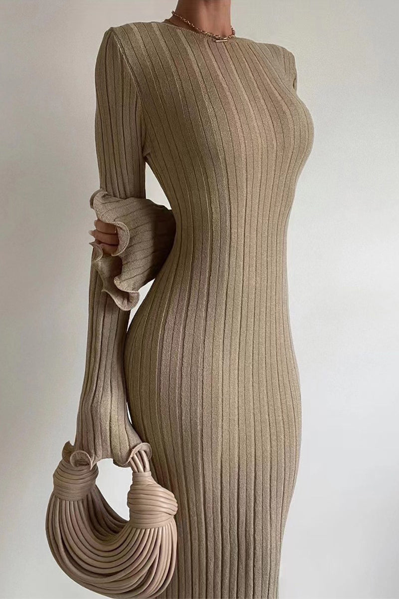 Kaynafashions - Sexy Solid Backless U Neck Wrapped Skirt Dresses