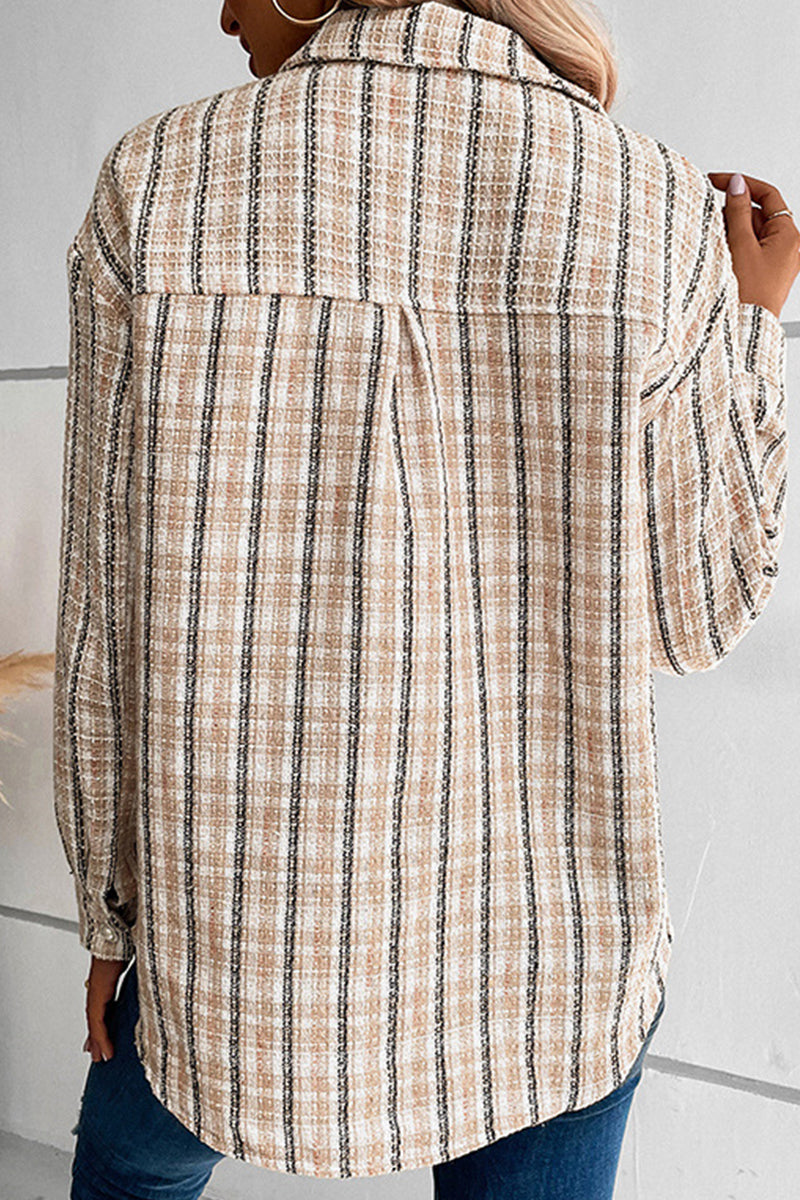 Kaynafashions - Sweet Elegant Plaid Buttons Turndown Collar Tops