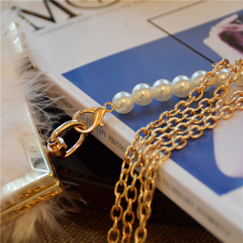 Kaynafashions - Daily Party Patchwork Feathers Chains Pearl Bags