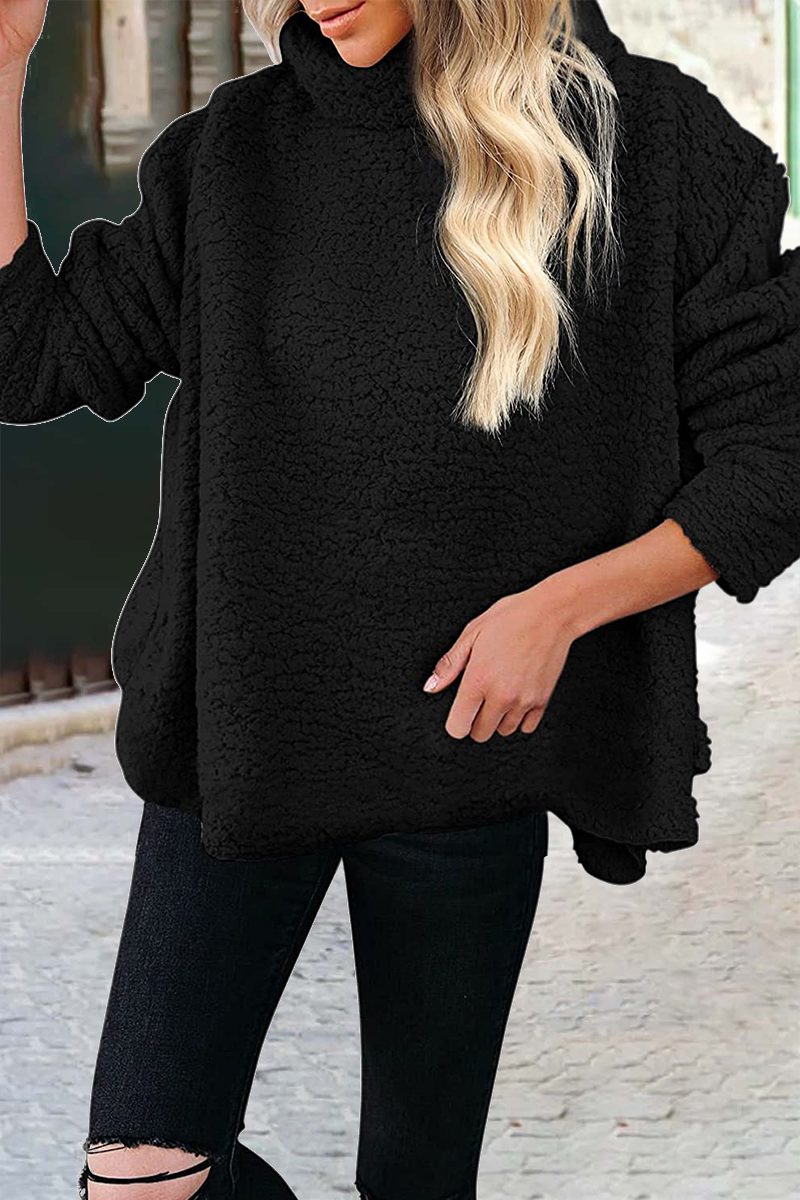 Kaynafashions - Casual Solid Patchwork Turtleneck Tops