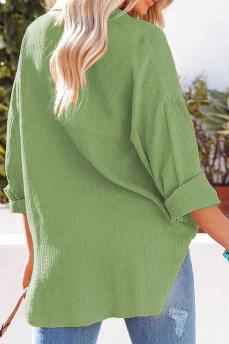 Kaynafashions - Casual Solid Patchwork Turndown Collar Tops(9 colors)