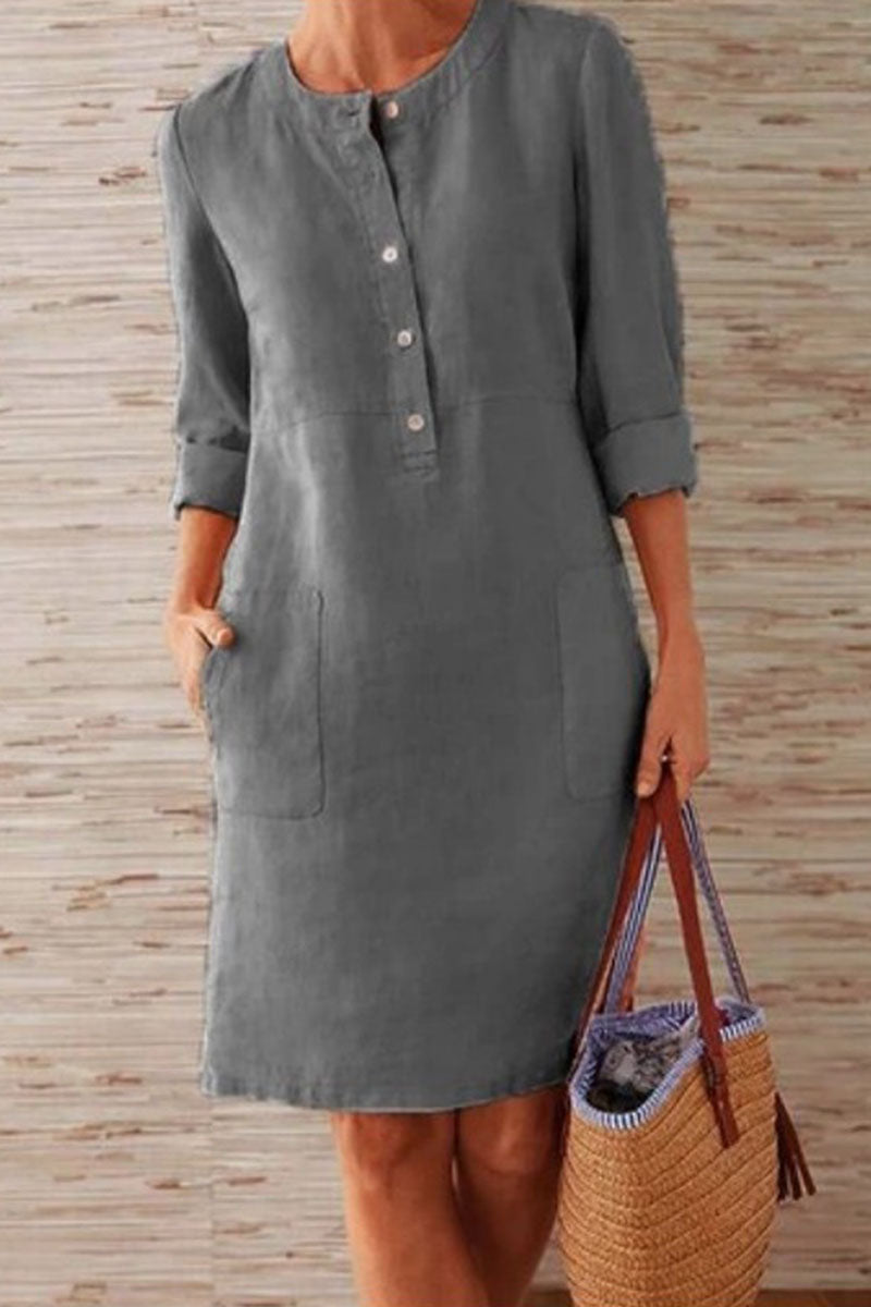 Kaynafashions - Fashion Street Solid O Neck A Line Dresses