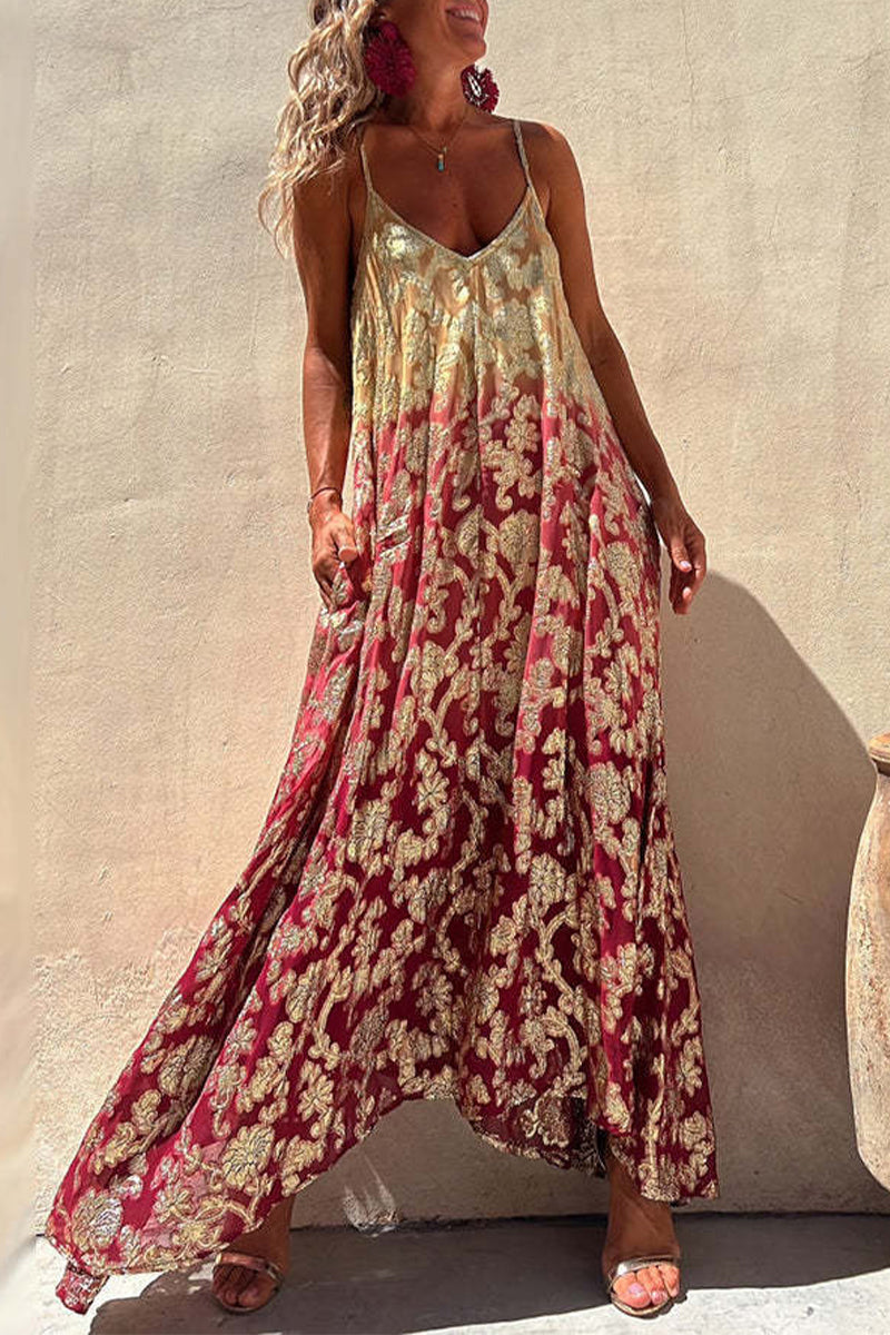 Kaynafashions - Casual College Print Pocket V Neck Sling Dress Dresses