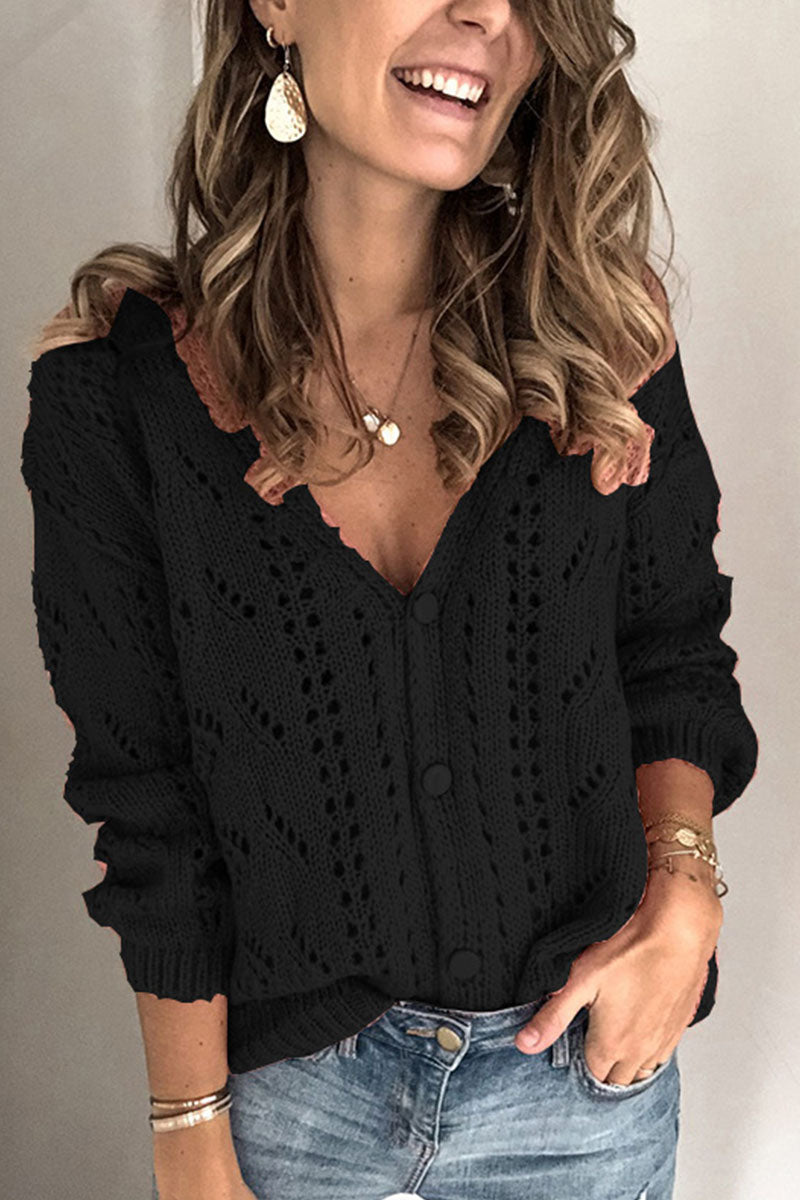 Kaynafashions - Fashion Street Adult Solid Cardigan V Neck Sweaters(4 Colors)