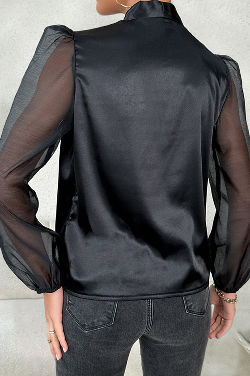 Kaynafashions - Elegant Solid See-through V Neck Tops