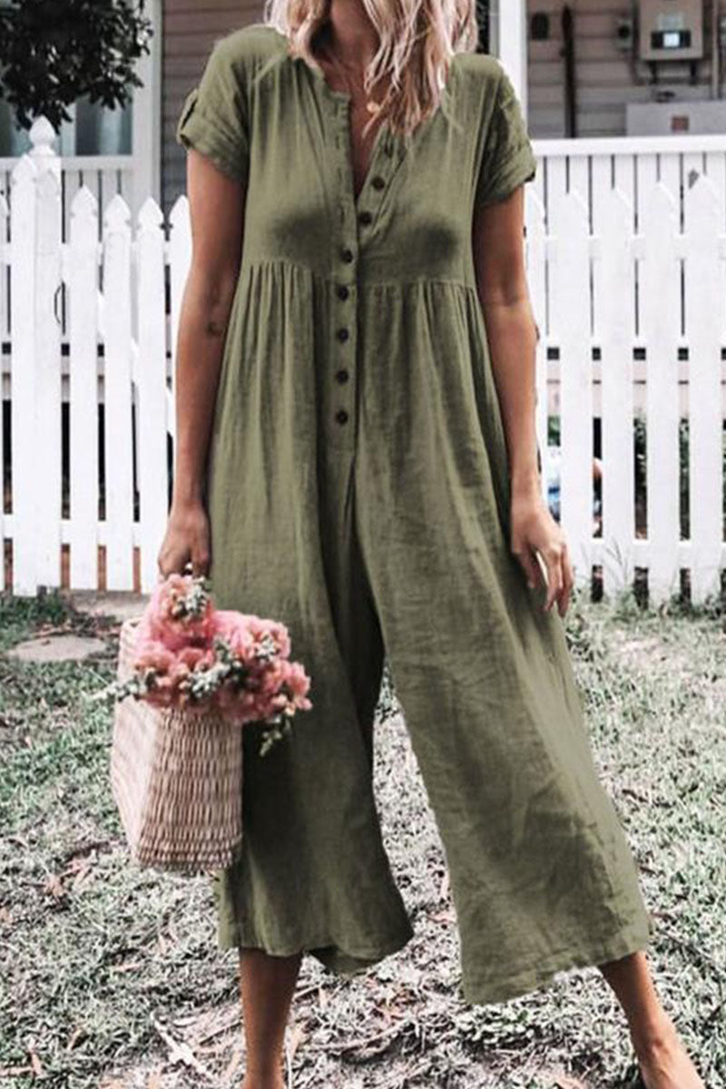 Kaynafashions - Fashion Casual Solid O Neck Straight Jumpsuits(5 Colors)