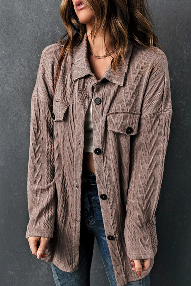 Kaynafashions - Casual Street Solid Pocket Turndown Collar Outerwear