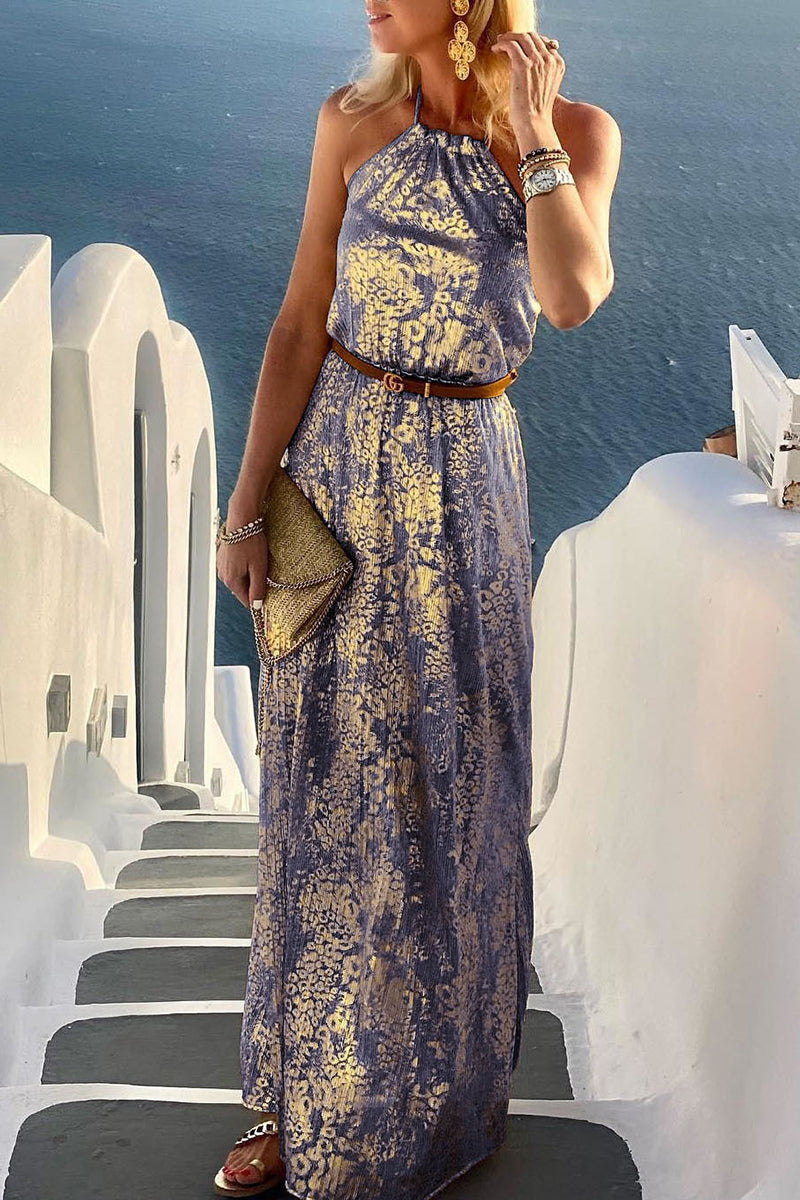 Kaynafashions - Elegant Vacation Backless Without Belt Halter A Line Dresses(6 Colors)
