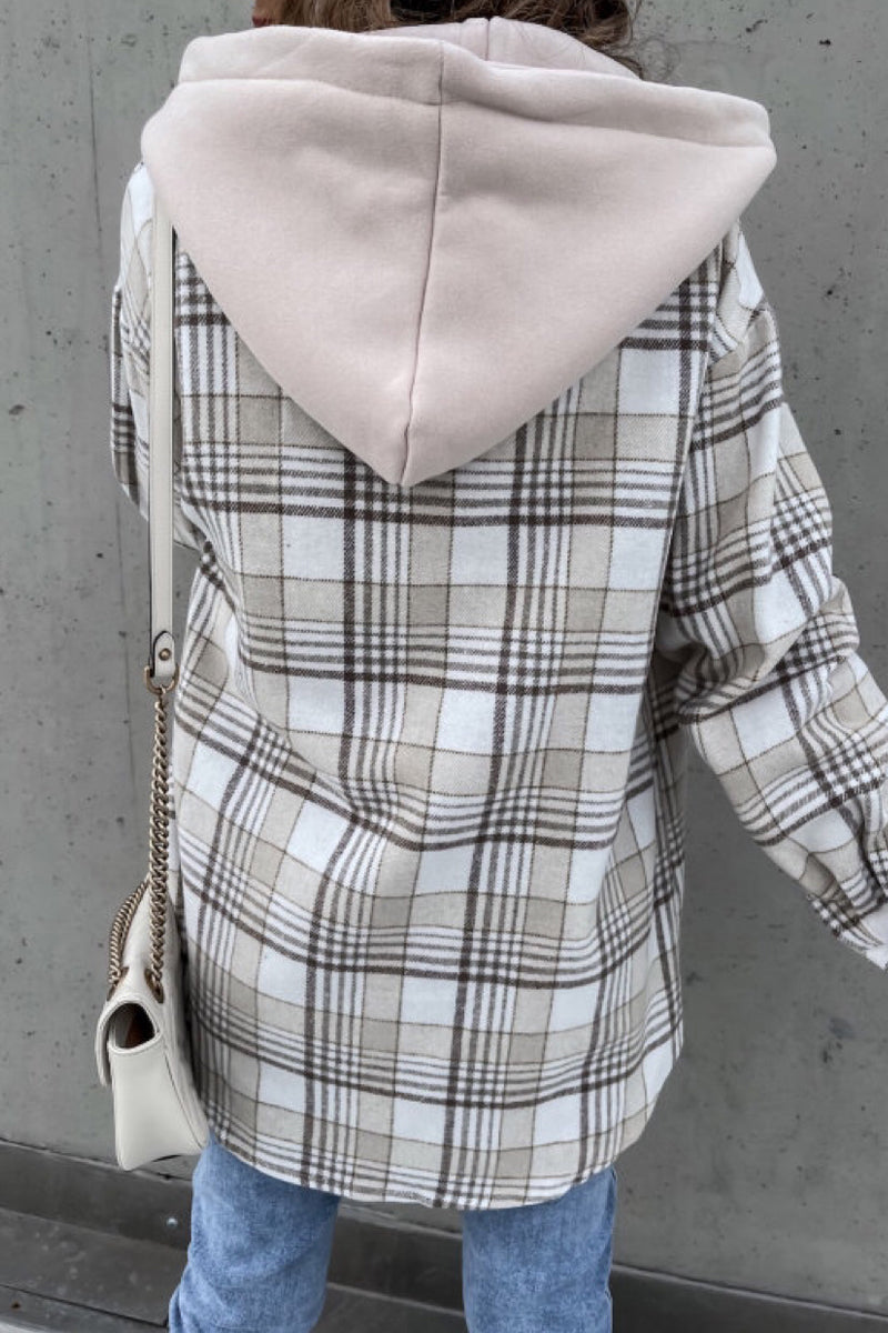 Kaynafashions - Fashion Casual Plaid Contrast Turndown Collar Outerwear
