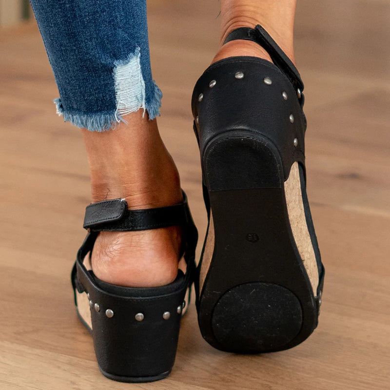 Kaynafashions - Casual Patchwork Opend Wedges Shoes