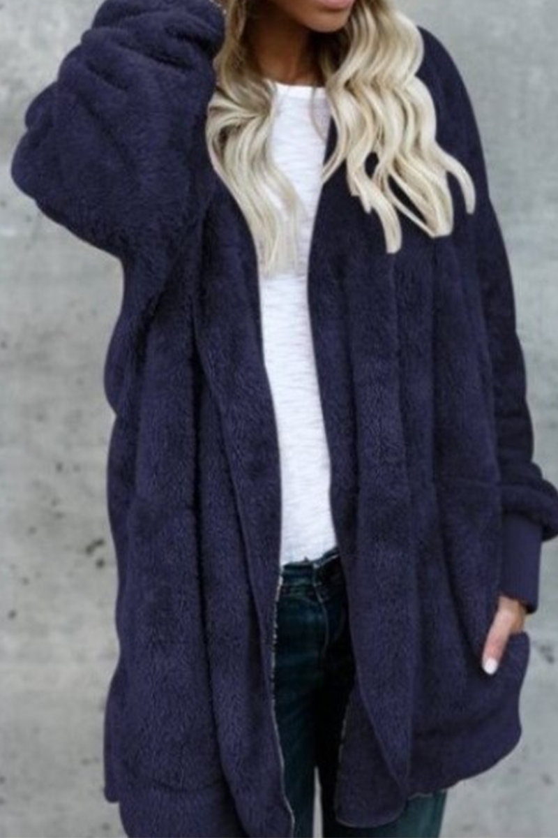 Kaynafashions - Casual Solid Patchwork Hooded Collar Outerwear(12 colors)