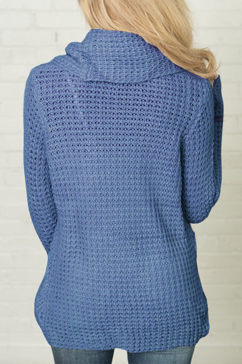 Kaynafashions - Fashion Casual Solid Patchwork Scarf Collar Sweaters(4 colors)