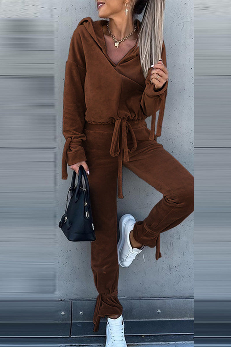 Kaynafashions - Elegant Hooded Collar Long Sleeve Two Pieces