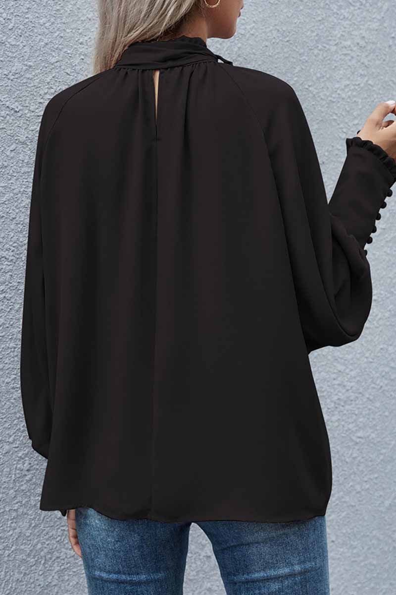 Kaynafashions - Elegant Solid With Bow O Neck Tops