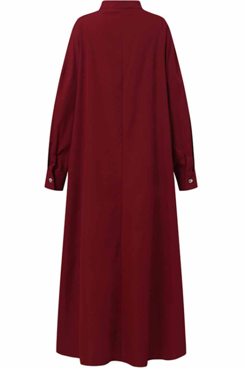 Kaynafashions - Street Solid Mandarin Collar Shirt Dress Dresses(3 Colors)