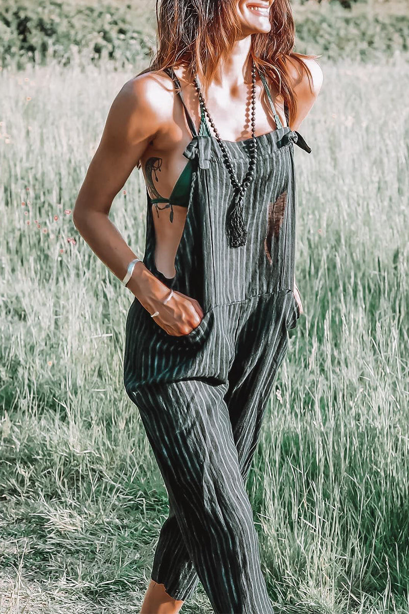 Kaynafashions - Casual Street Striped Pocket Loose Jumpsuits(3 Colors)