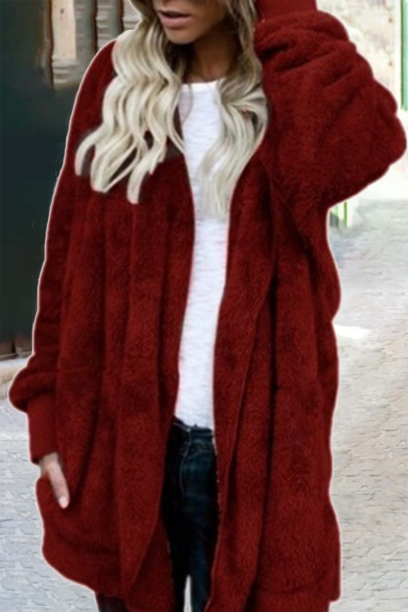 Kaynafashions - Casual Solid Patchwork Hooded Collar Outerwear(12 colors)