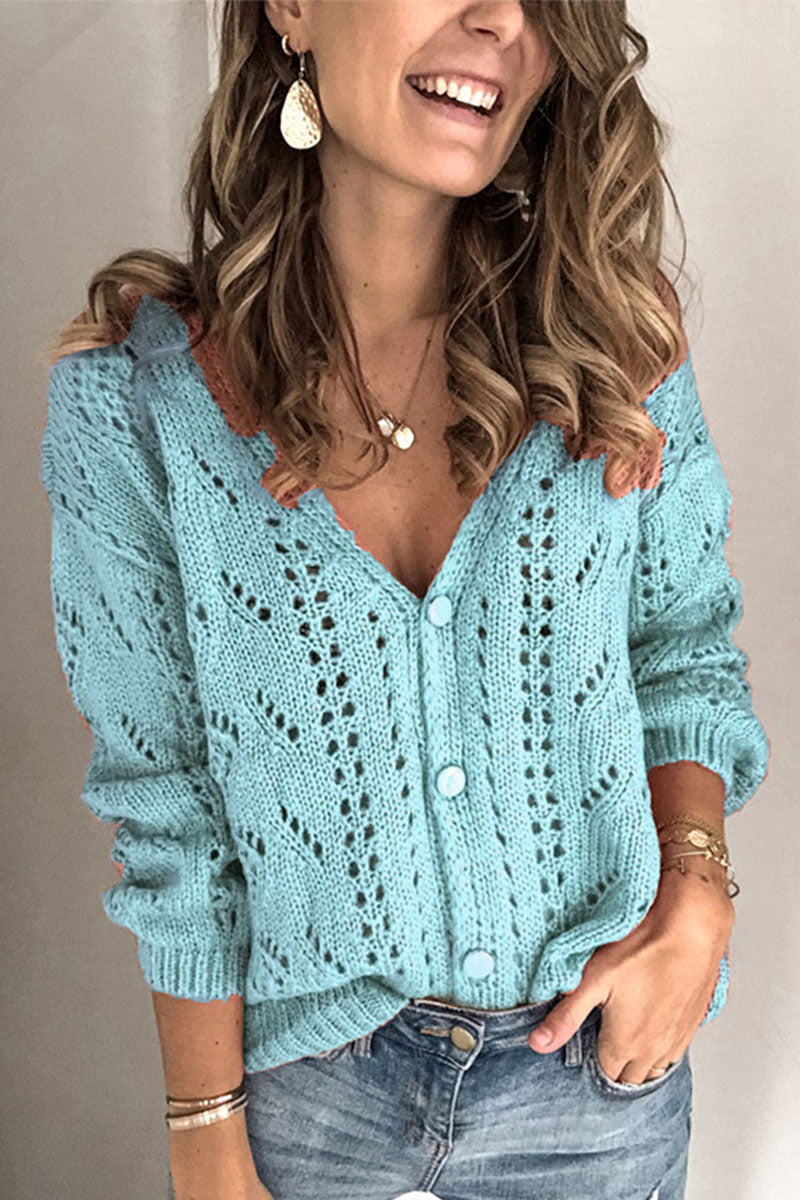 Kaynafashions - Fashion Street Adult Solid Cardigan V Neck Sweaters(4 Colors)