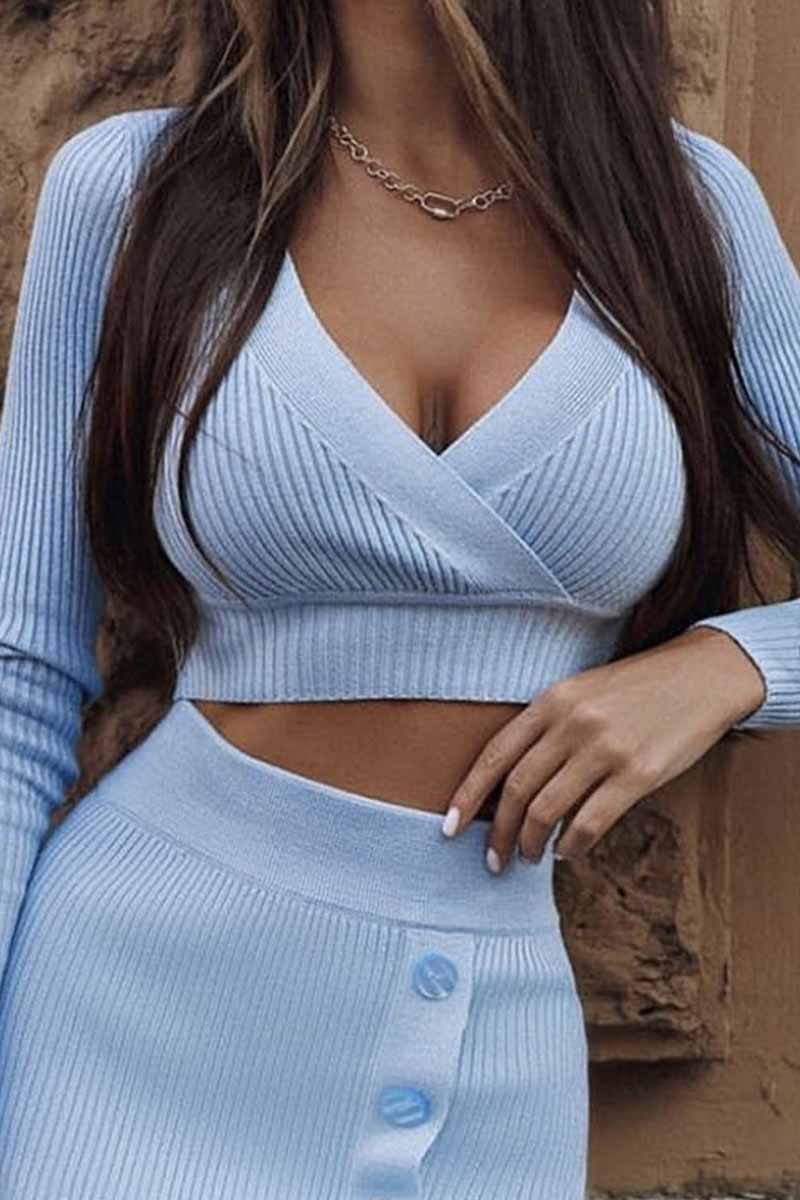 Kaynafashions - Elegant Solid Patchwork V Neck Tops(6 Colors)