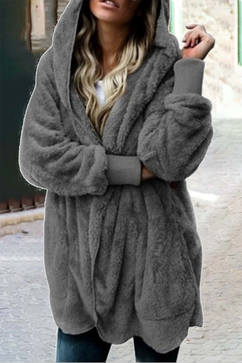 Kaynafashions - Casual Solid Patchwork Hooded Collar Outerwear(12 colors)