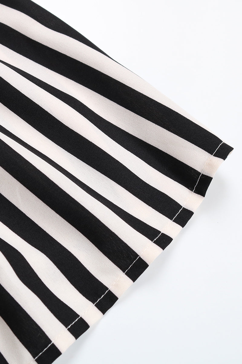 Kaynafashions - Sweet Elegant Striped Printing Stringy Selvedge Turtleneck A Line Dresses(4 Colors)