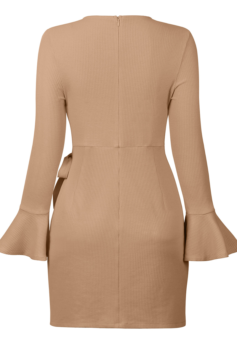 Kaynafashions - Casual Solid Flounce O Neck Irregular Dress Dresses(4 colors)