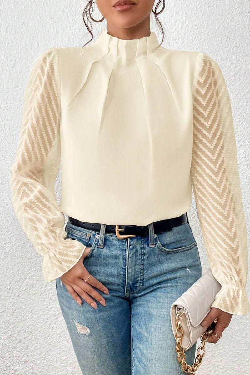 Kaynafashions - Casual Solid Patchwork Flounce Half A Turtleneck Tops