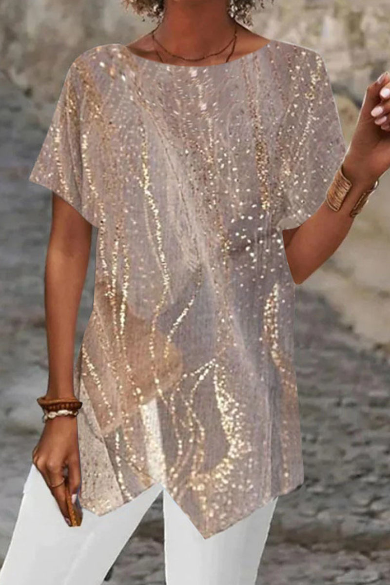 Kaynafashions - Casual College Geometric Print Patchwork O Neck T-Shirts(5 Colors)