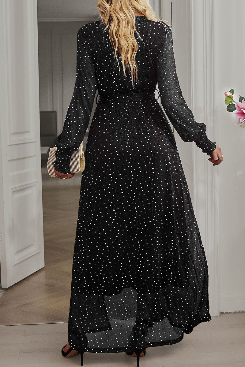 Kaynafashions - Elegant Formal Solid With Belt V Neck A Line Dresses(5 Colors)